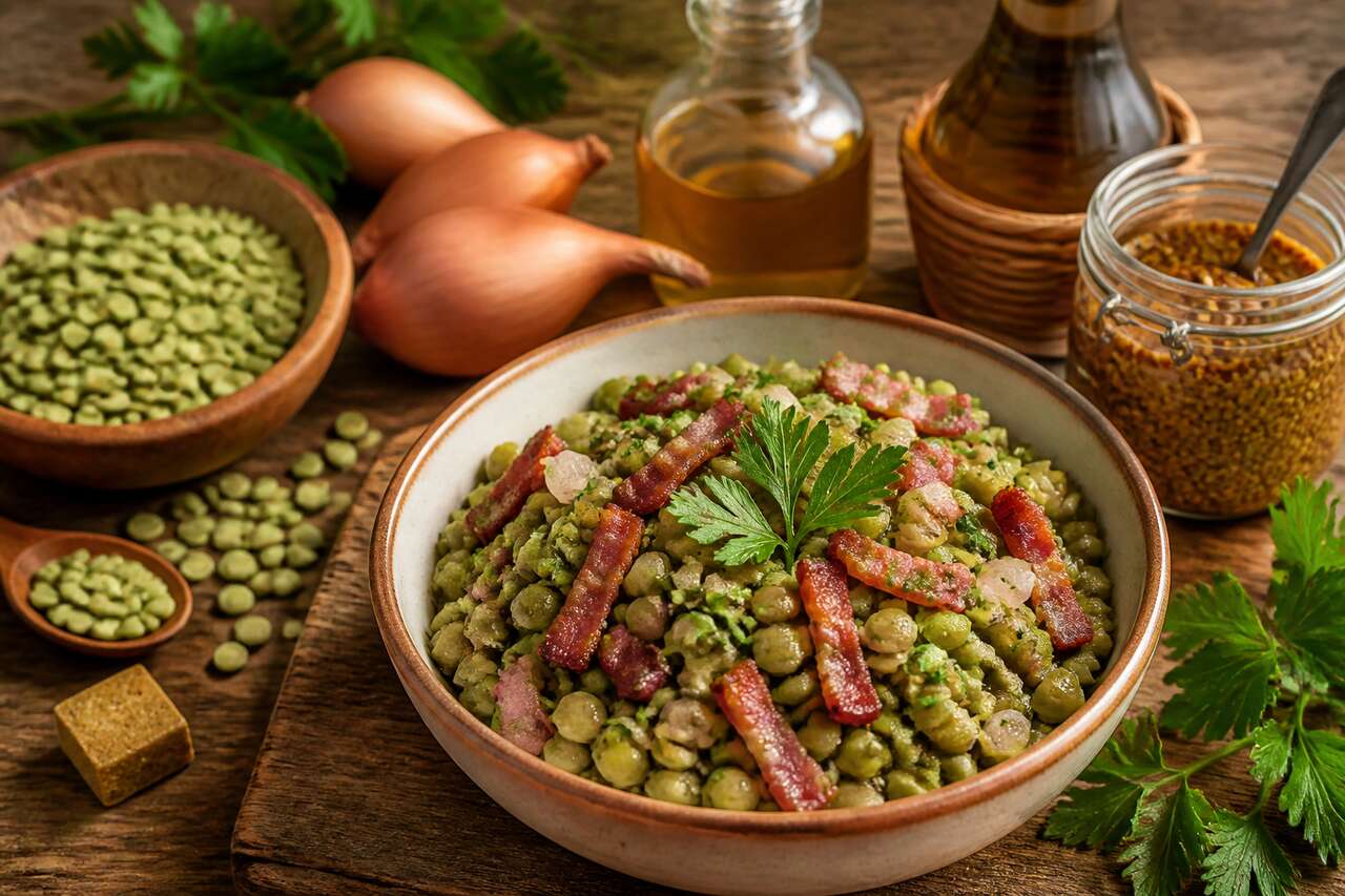 Salade de pois cassés aux lardons fumés : un délice gourmand