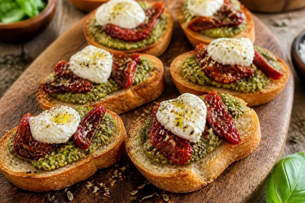 Toasts tapenade verte et tomates séchées : l'apéro express