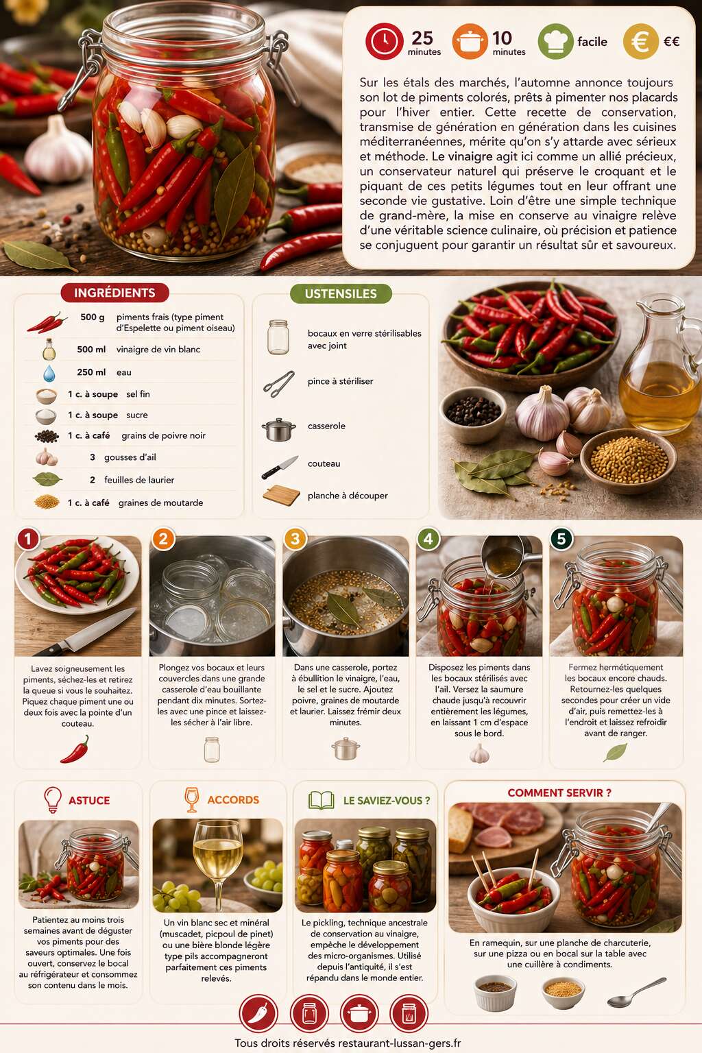 Fiche recette Piments au vinaigre : la recette de conservation inratable Fiche recette Piments au vinaigre : la recette de conservation inratable