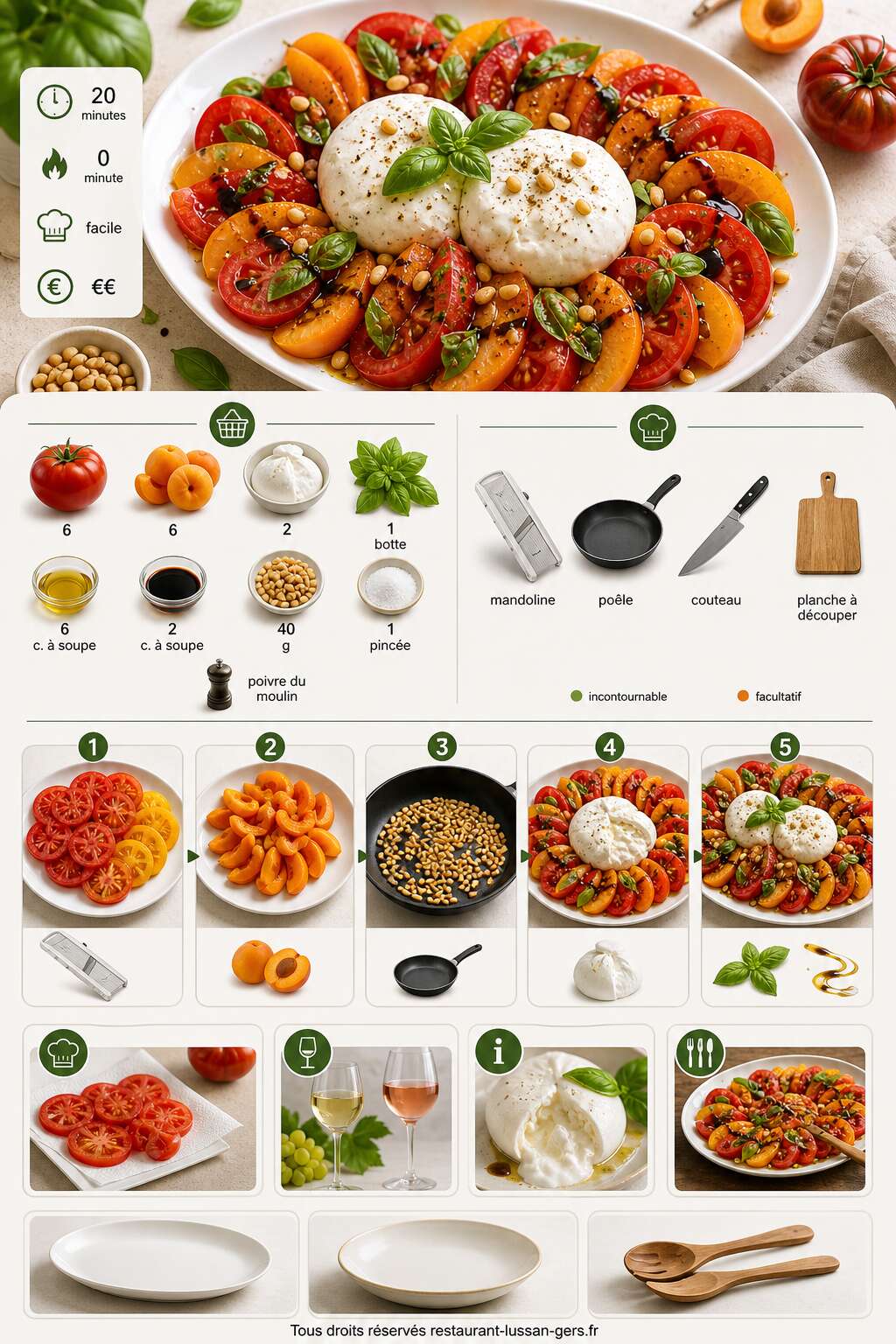Fiche recette Salade estivale : tomates, abricots et burrata Fiche recette Salade estivale : tomates, abricots et burrata