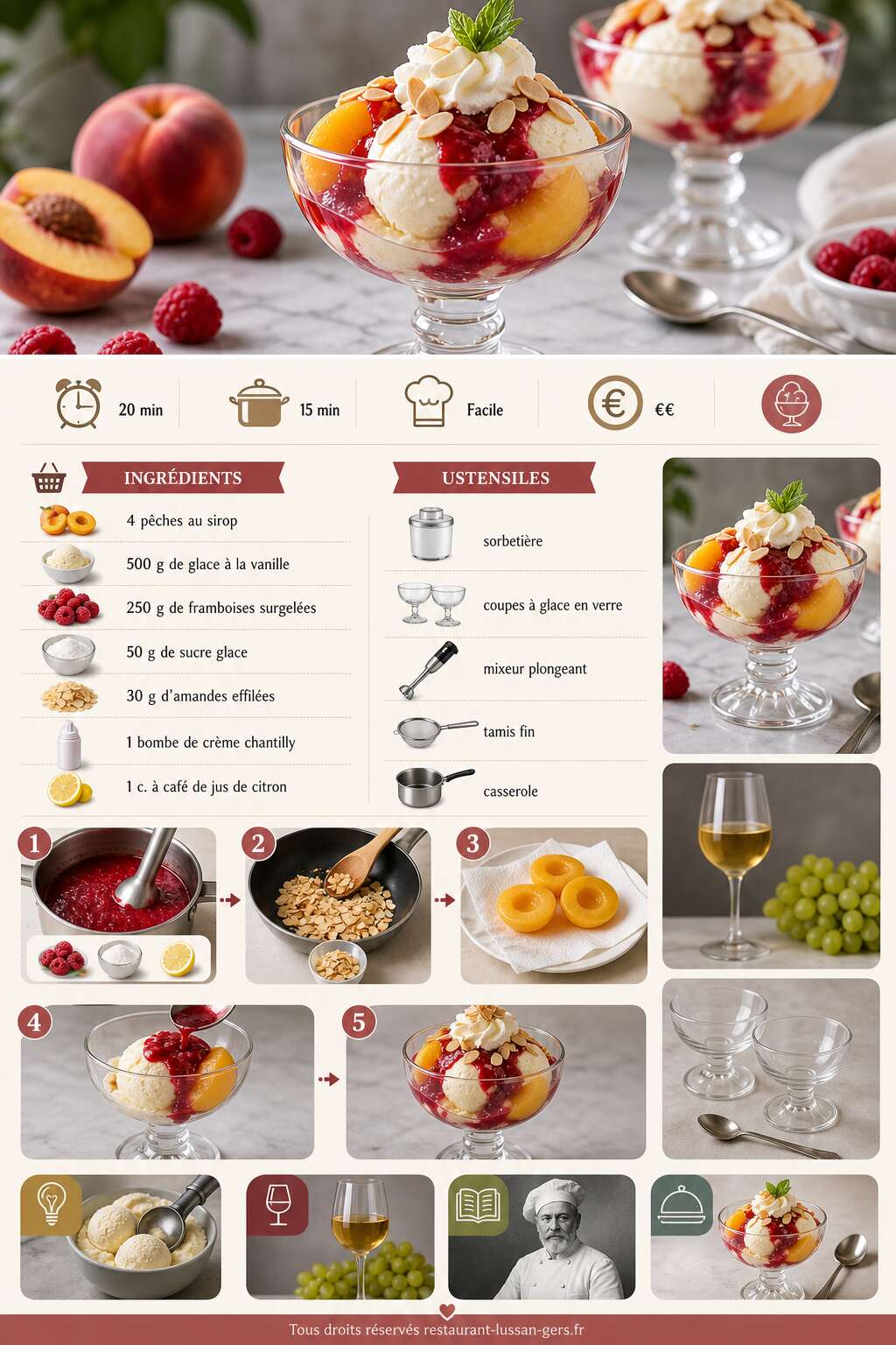 Fiche recette Coupe Melba glacée : la recette gourmande irrésistible Fiche recette Coupe Melba glacée : la recette gourmande irrésistible
