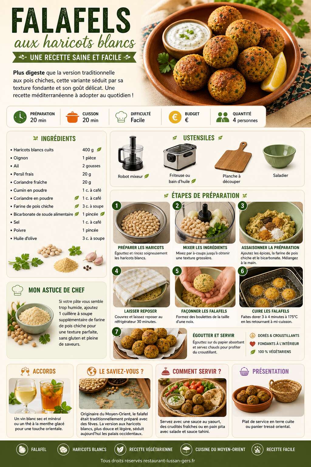 Fiche recette Falafels aux haricots blancs : une recette saine et facile