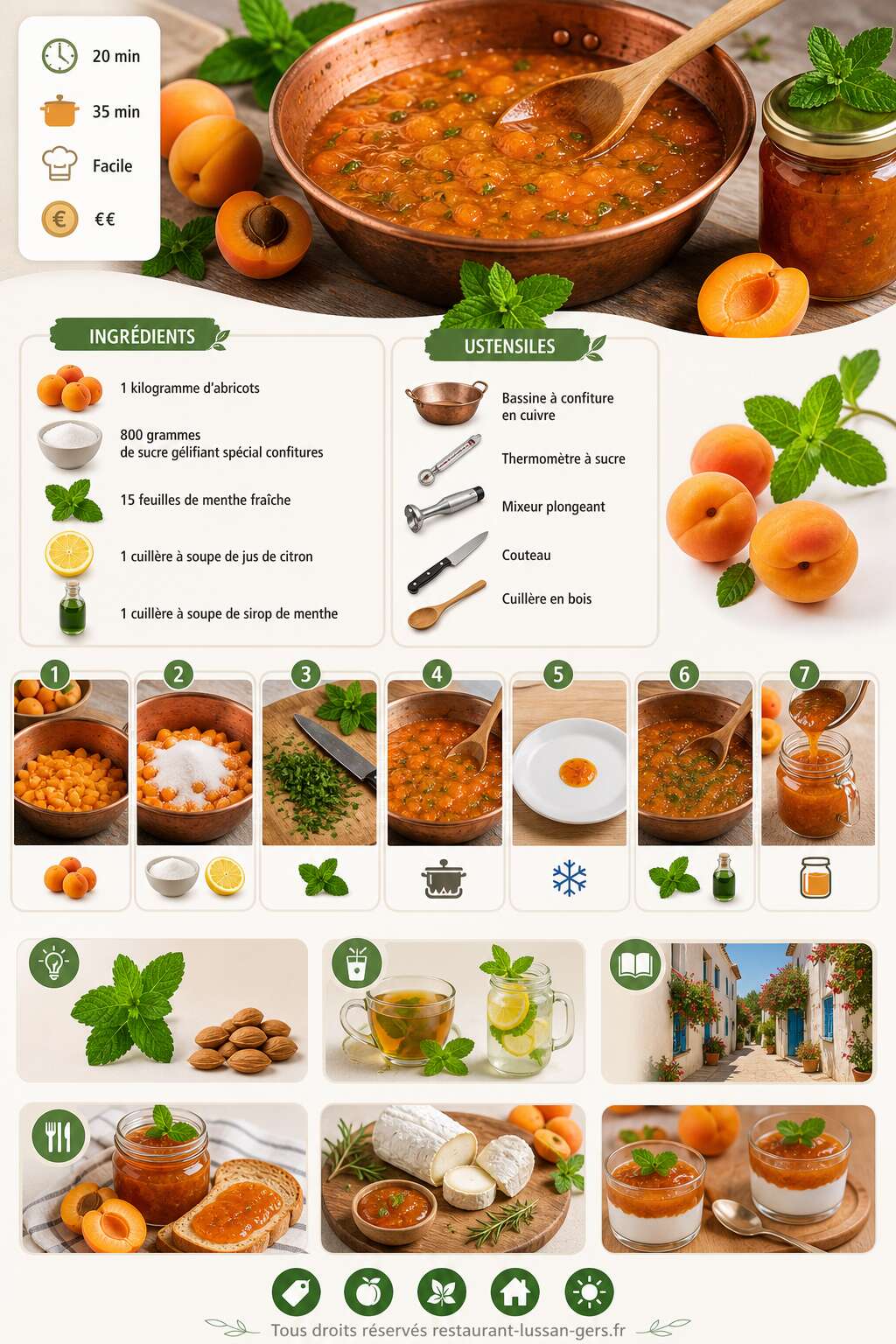 Fiche recette Confiture d'abricots &agrave; la menthe : la recette maison inratable