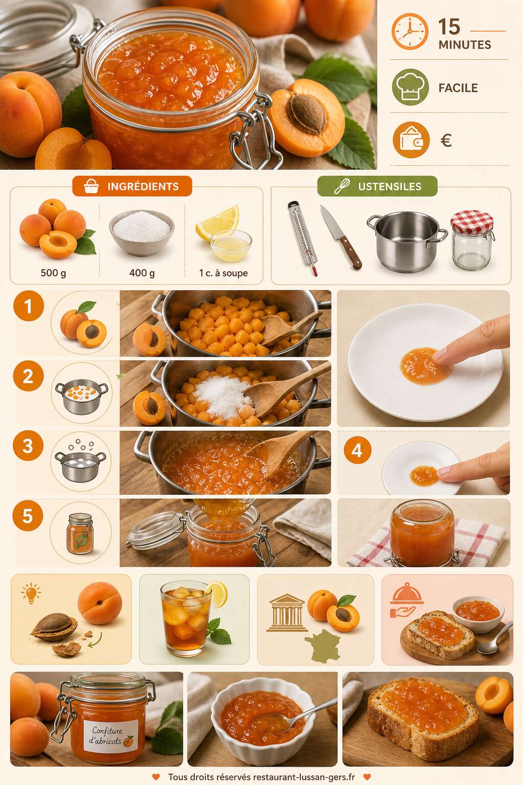 Fiche recette Confiture d'abricots maison : facile et rapide en 15 minutes