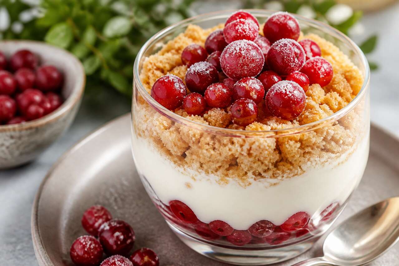 Crème de mascarpone aux groseilles et crumble : la recette gourmande