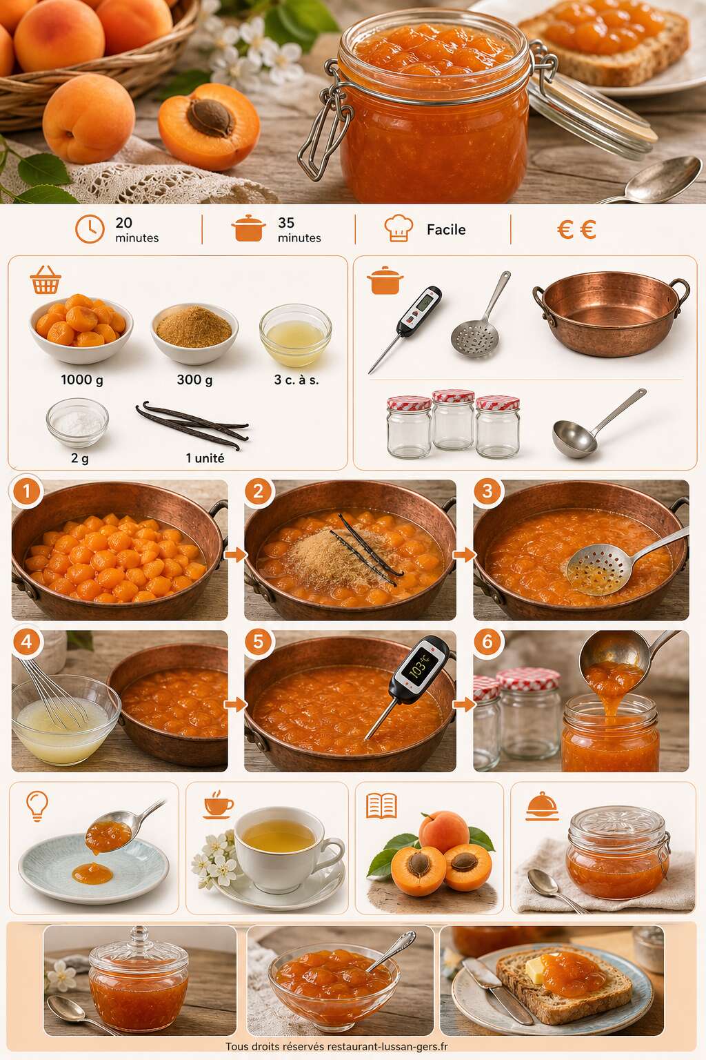 Fiche recette Confiture d'abricots l&eacute;g&egrave;re : le go&ucirc;t des &eacute;t&eacute;s d'enfance