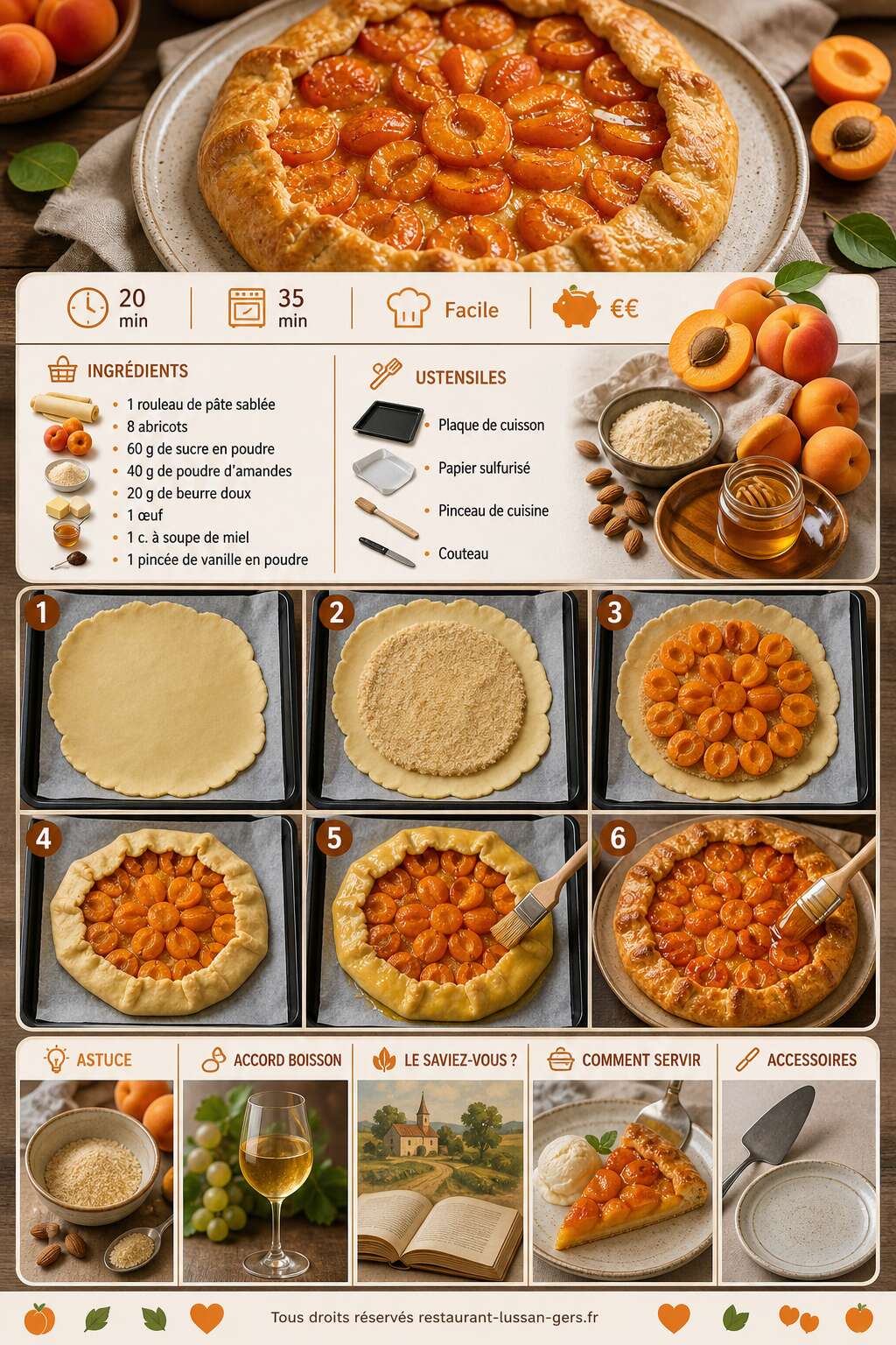 Fiche recette Tarte rustique aux abricots : la recette facile et gourmande Fiche recette Tarte rustique aux abricots : la recette facile et gourmande