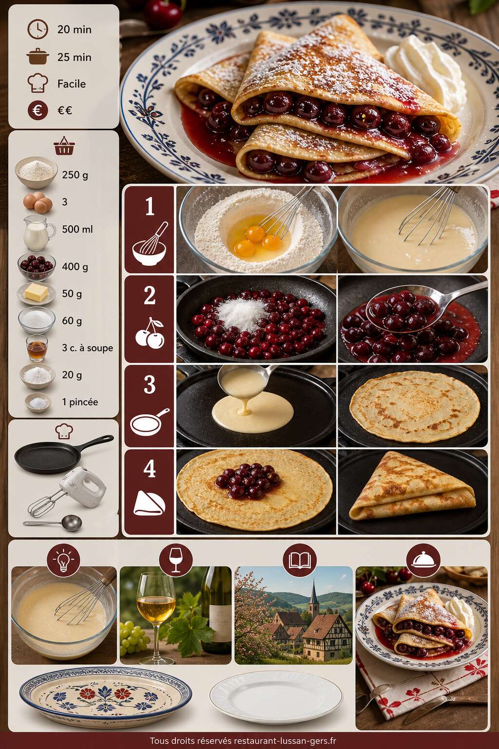 Fiche recette Crêpes aux cerises : la recette alsacienne authentique Fiche recette Crêpes aux cerises : la recette alsacienne authentique