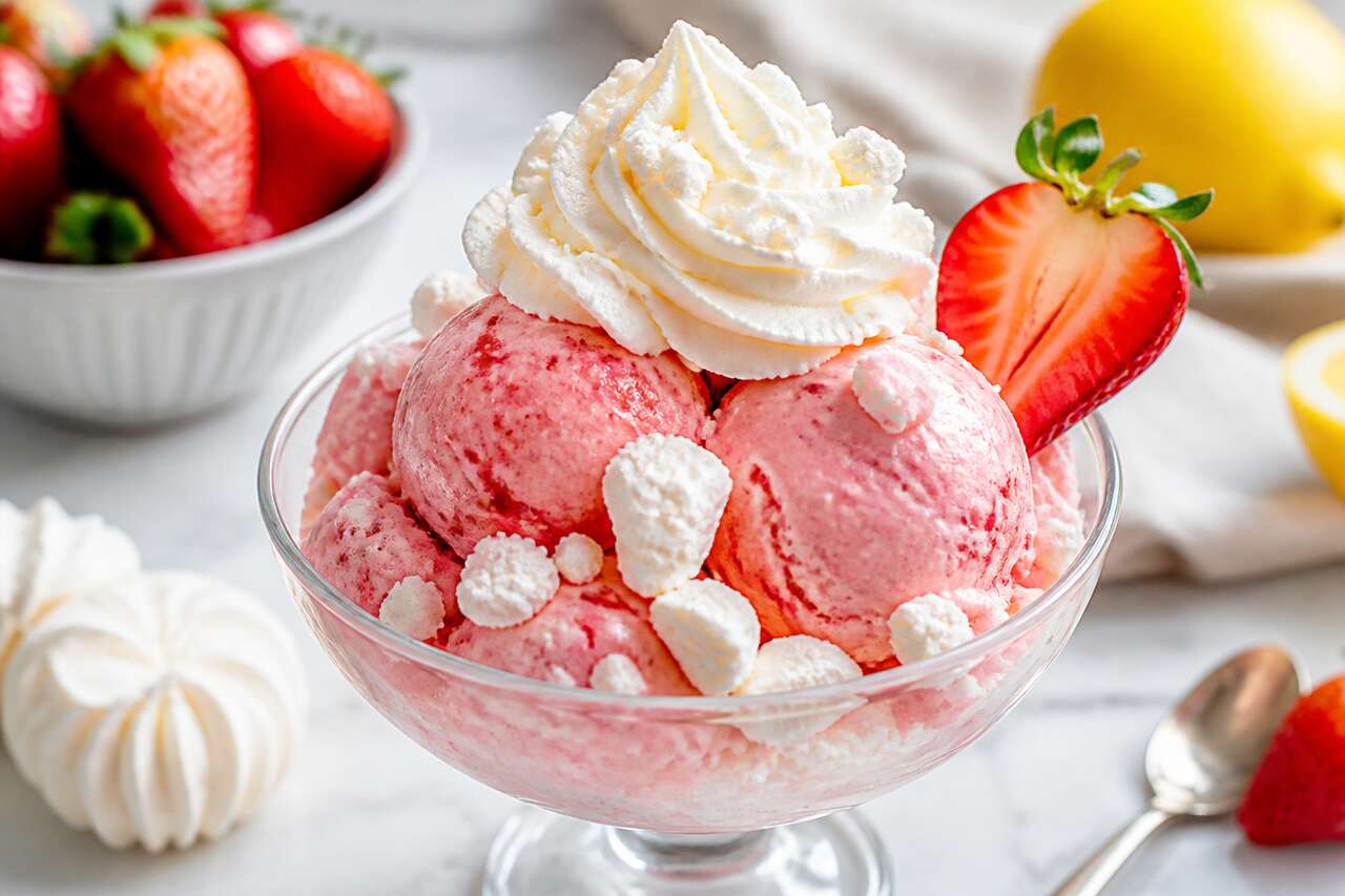 Glace fraise-meringue : le dessert glacé irrésistible de l'été