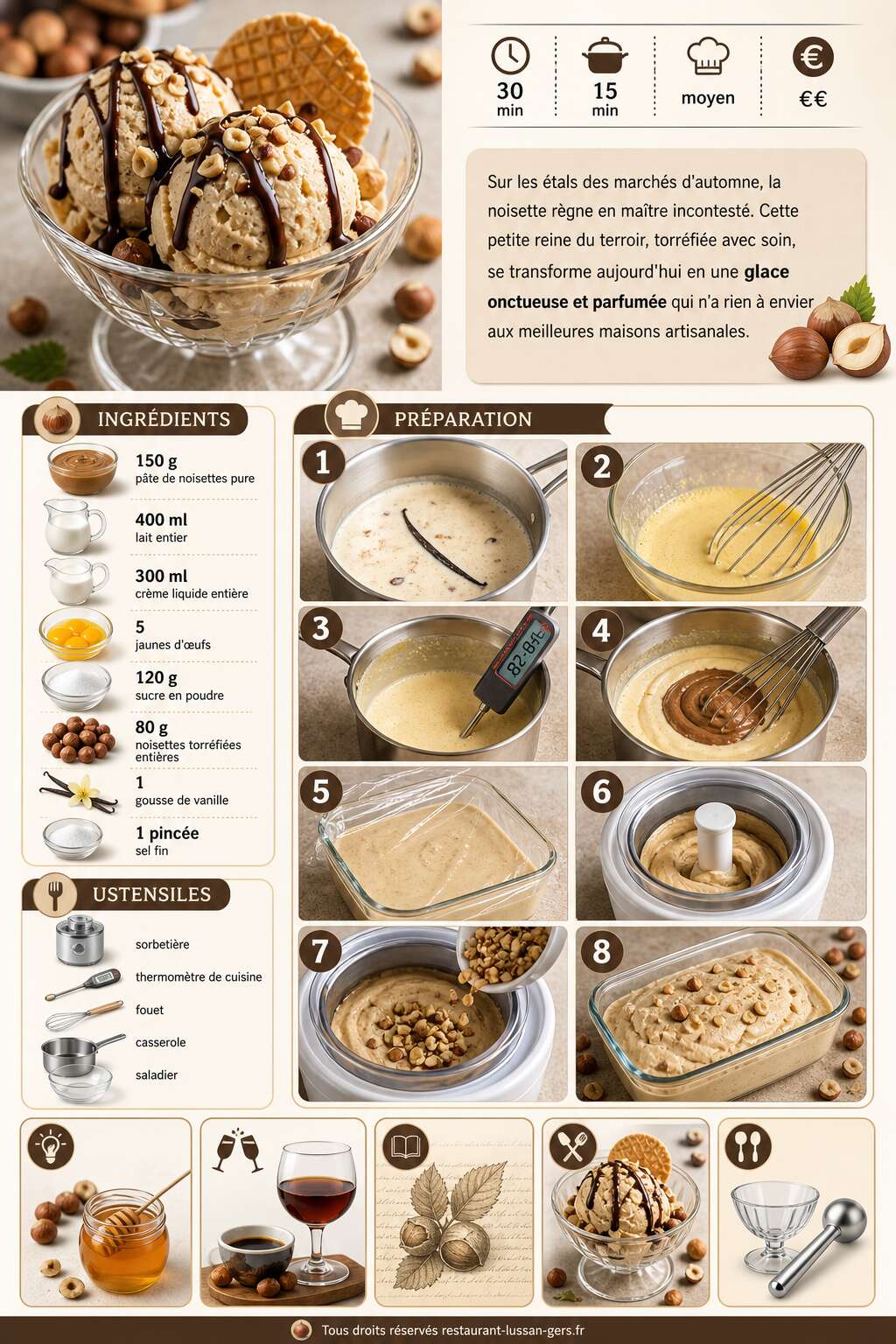 Fiche recette Glace maison &agrave; la noisette : le plaisir gourmand ultime