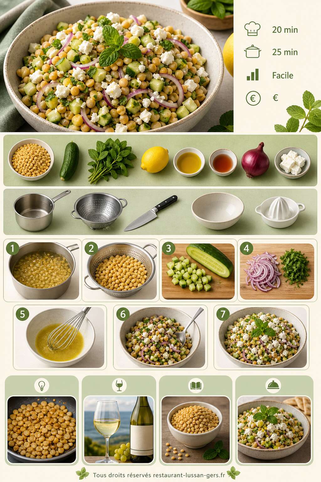 Fiche recette Salade fraîche de pois cassés, concombre et menthe Fiche recette Salade fraîche de pois cassés, concombre et menthe