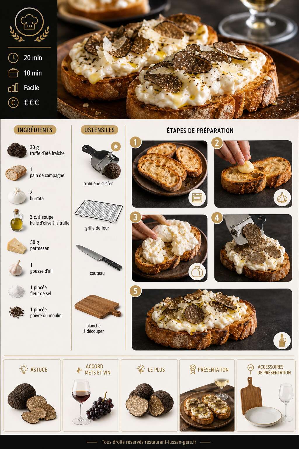 Fiche recette Bruschettas à la truffe d'été : l'apéritif chic et gourmand Fiche recette Bruschettas à la truffe d'été : l'apéritif chic et gourmand