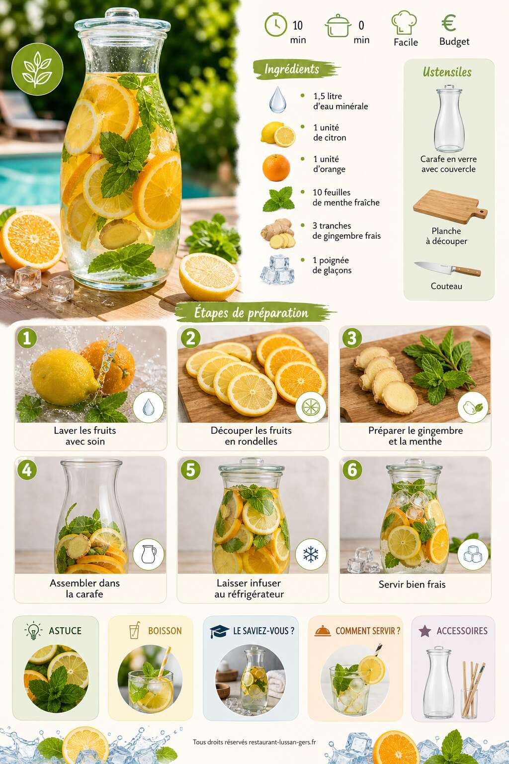 Fiche recette Eau infus&eacute;e aux fruits : la boisson fra&icirc;cheur de l'&eacute;t&eacute;