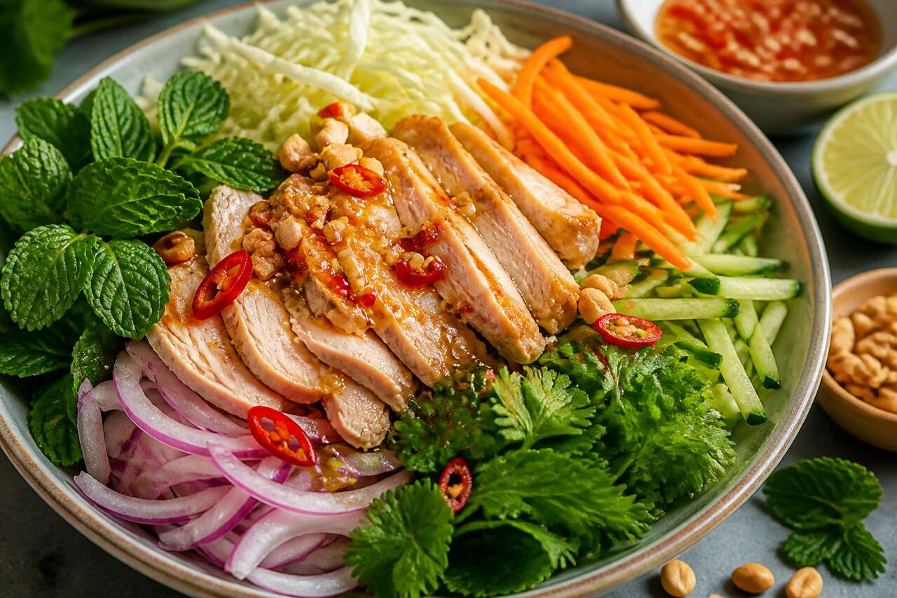 Salade vietnamienne au poulet : fraîcheur et croquant en 20 minutes