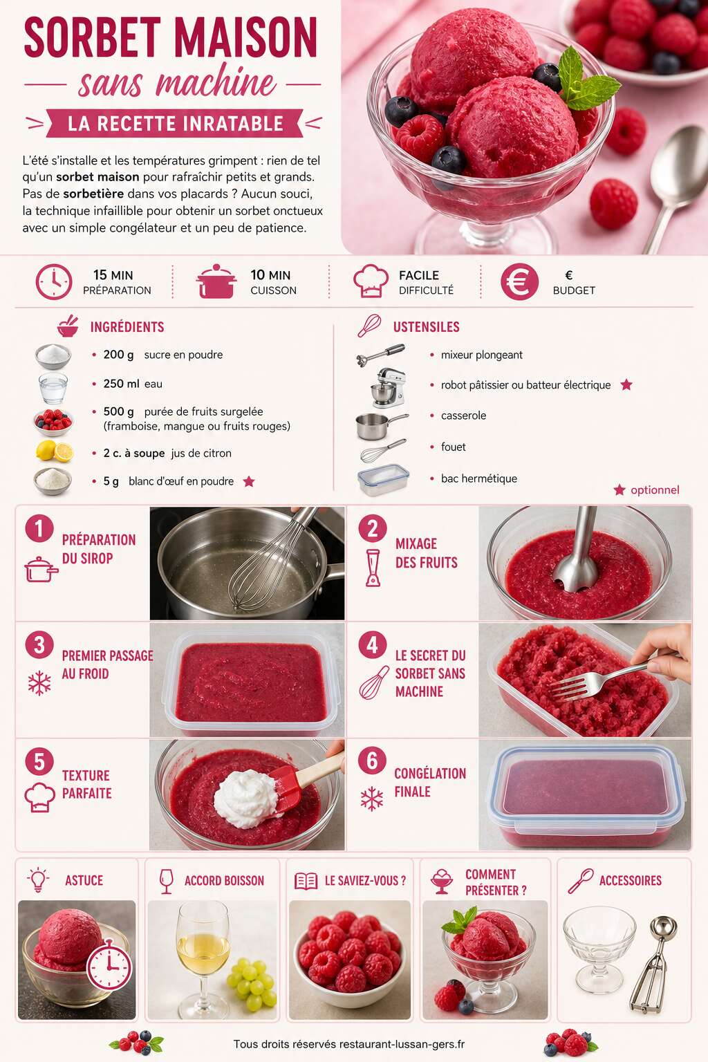 Fiche recette Sorbet maison sans machine : la recette inratable Fiche recette Sorbet maison sans machine : la recette inratable