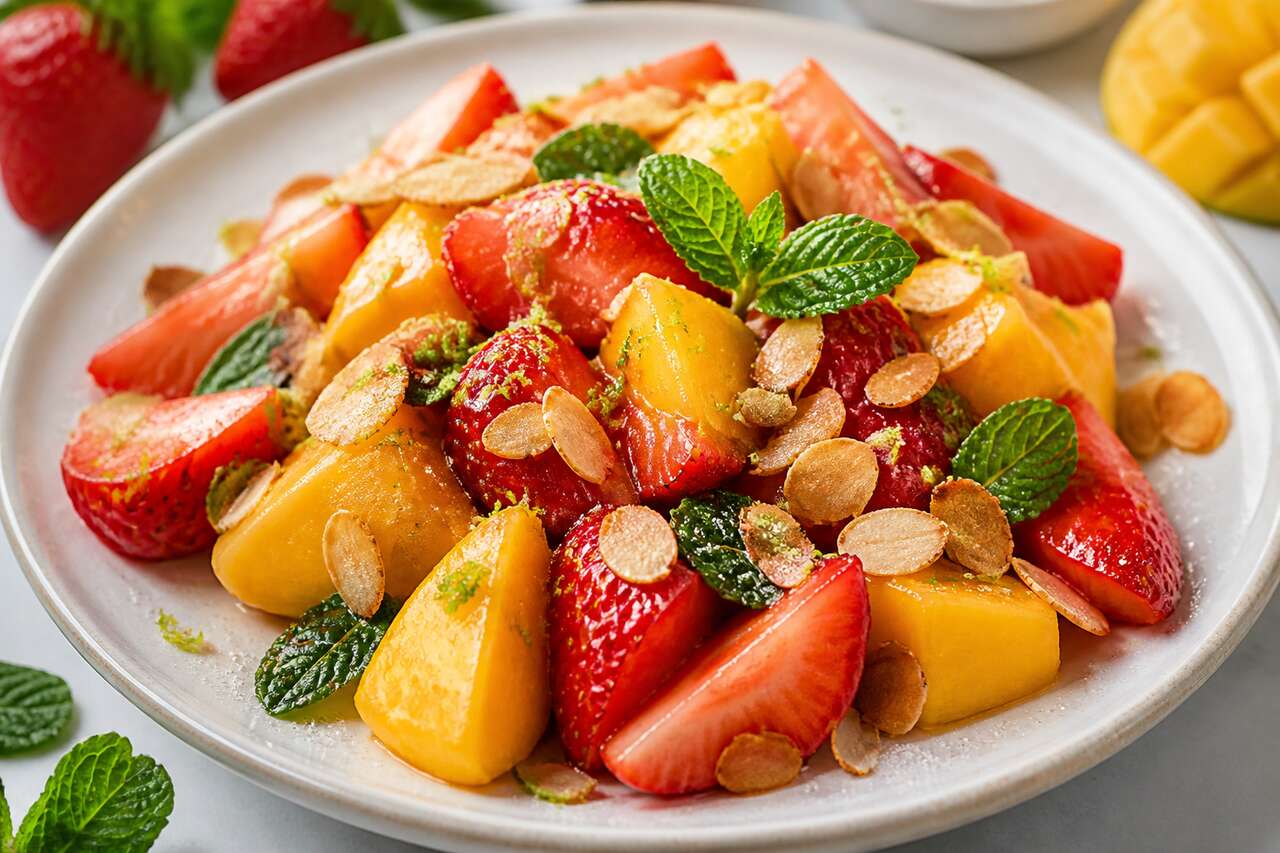 Salade de fraises et mangue : fraîcheur et gourmandise à la menthe