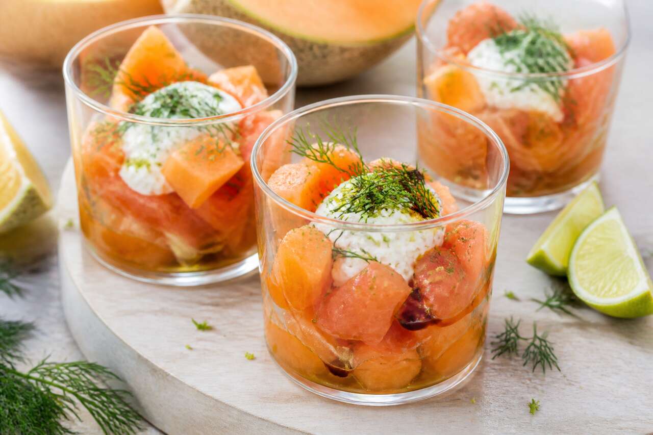 Verrines de melon et saumon fumé : fraîcheur en bouche