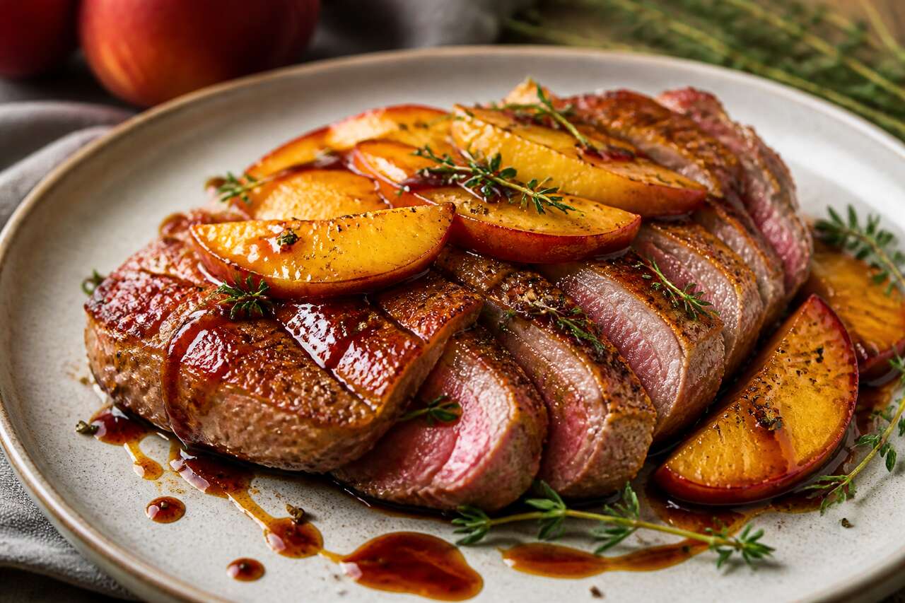 Magret de canard aux pêches : recette estivale facile et savoureuse