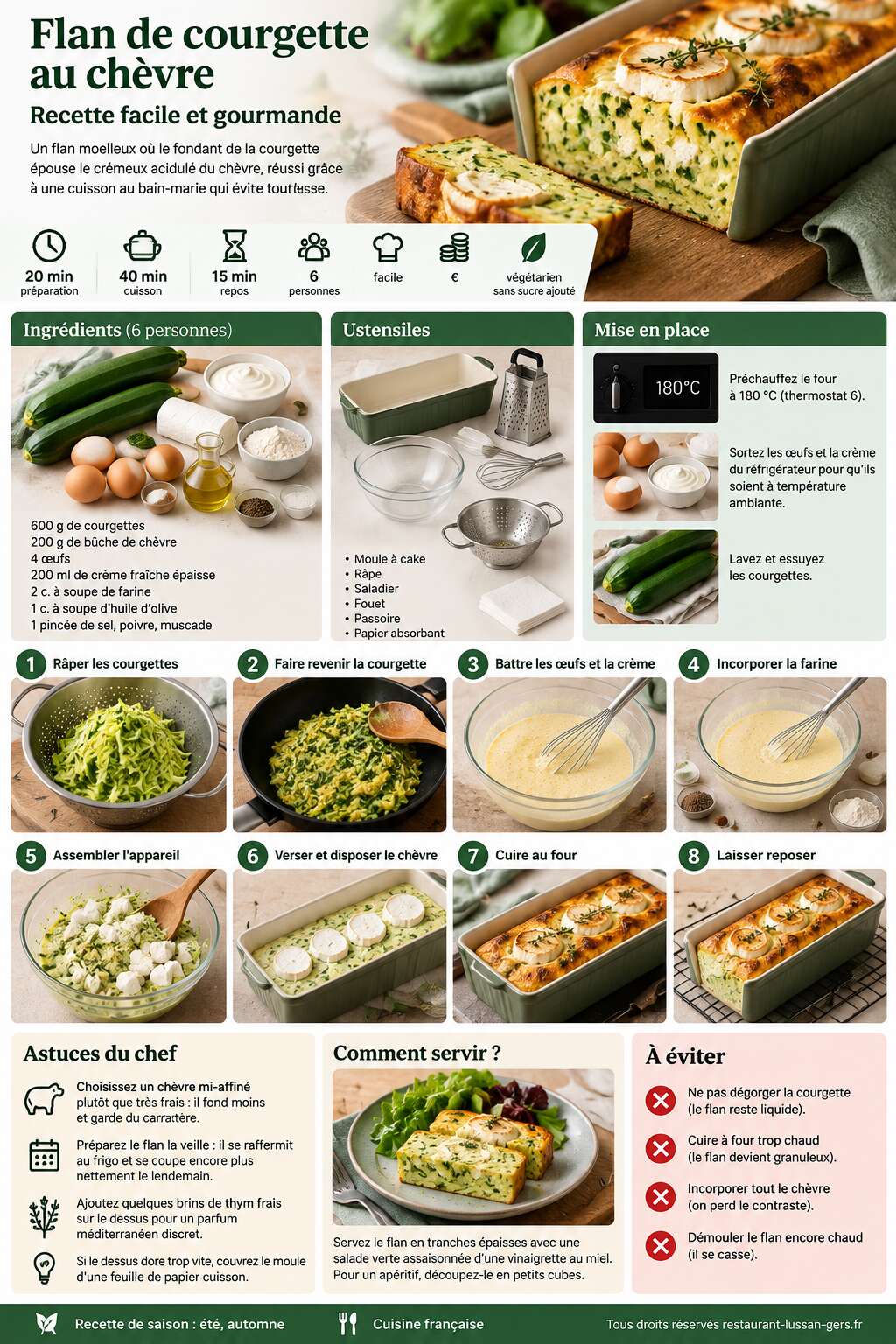 Fiche recette Flan de courgette au chèvre : recette facile et gourmande Fiche recette Flan de courgette au chèvre : recette facile et gourmande