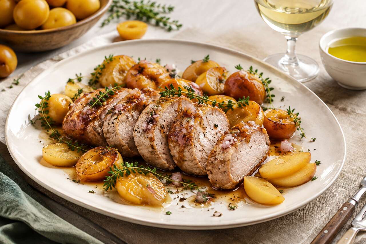 Filet de porc aux mirabelles : recette facile et savoureuse