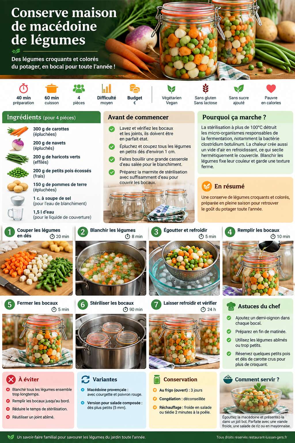 Fiche recette Conserve maison de macédoine de légumes Fiche recette Conserve maison de macédoine de légumes