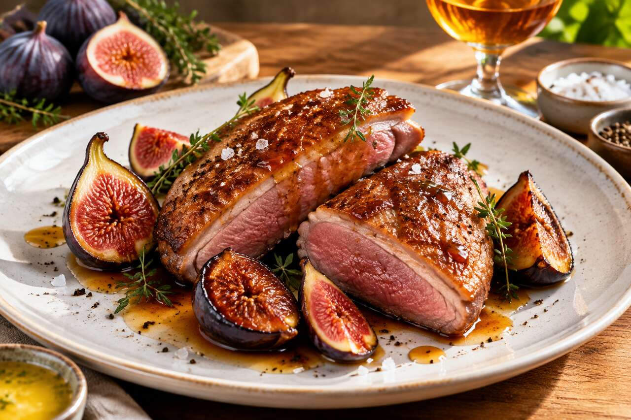 Magret de canard aux figues du jardin et au floc de Gascogne