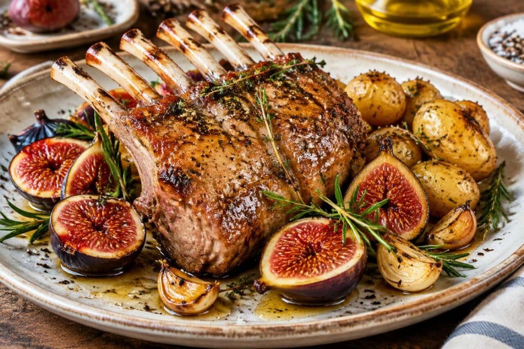 Carré d'agneau rôti aux figues du jardin : la recette gourmande