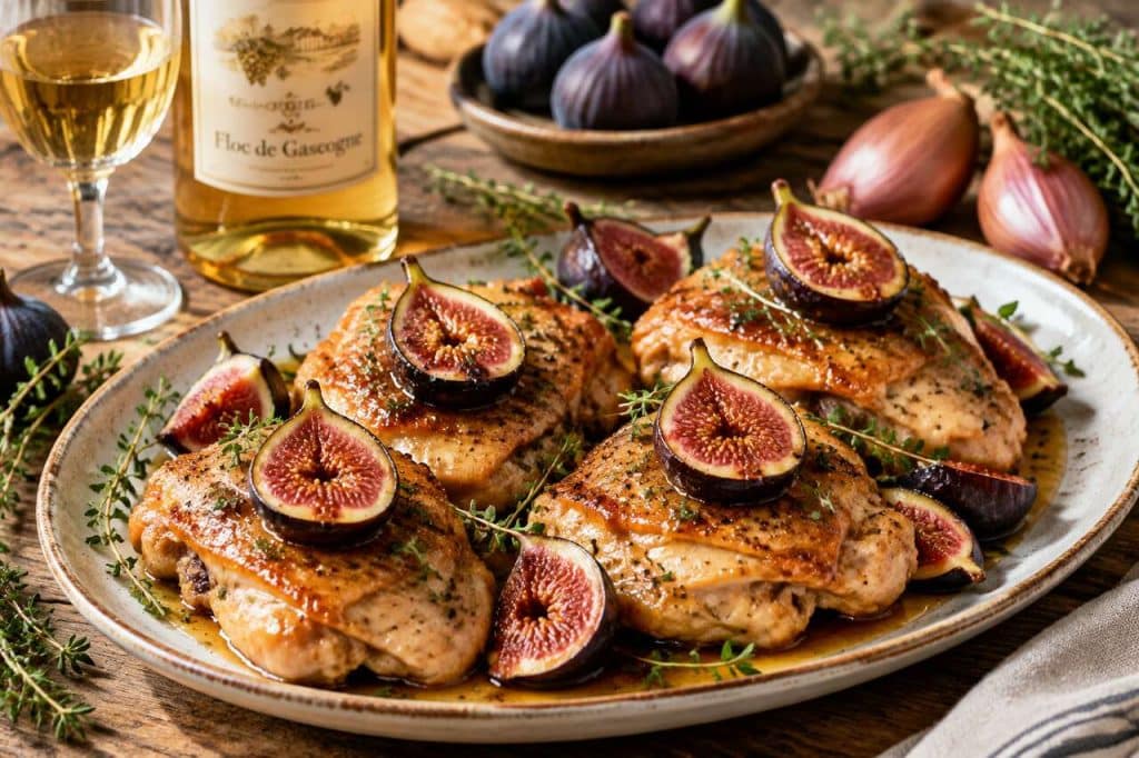 Cuisses de poulet aux figues et floc de Gascogne