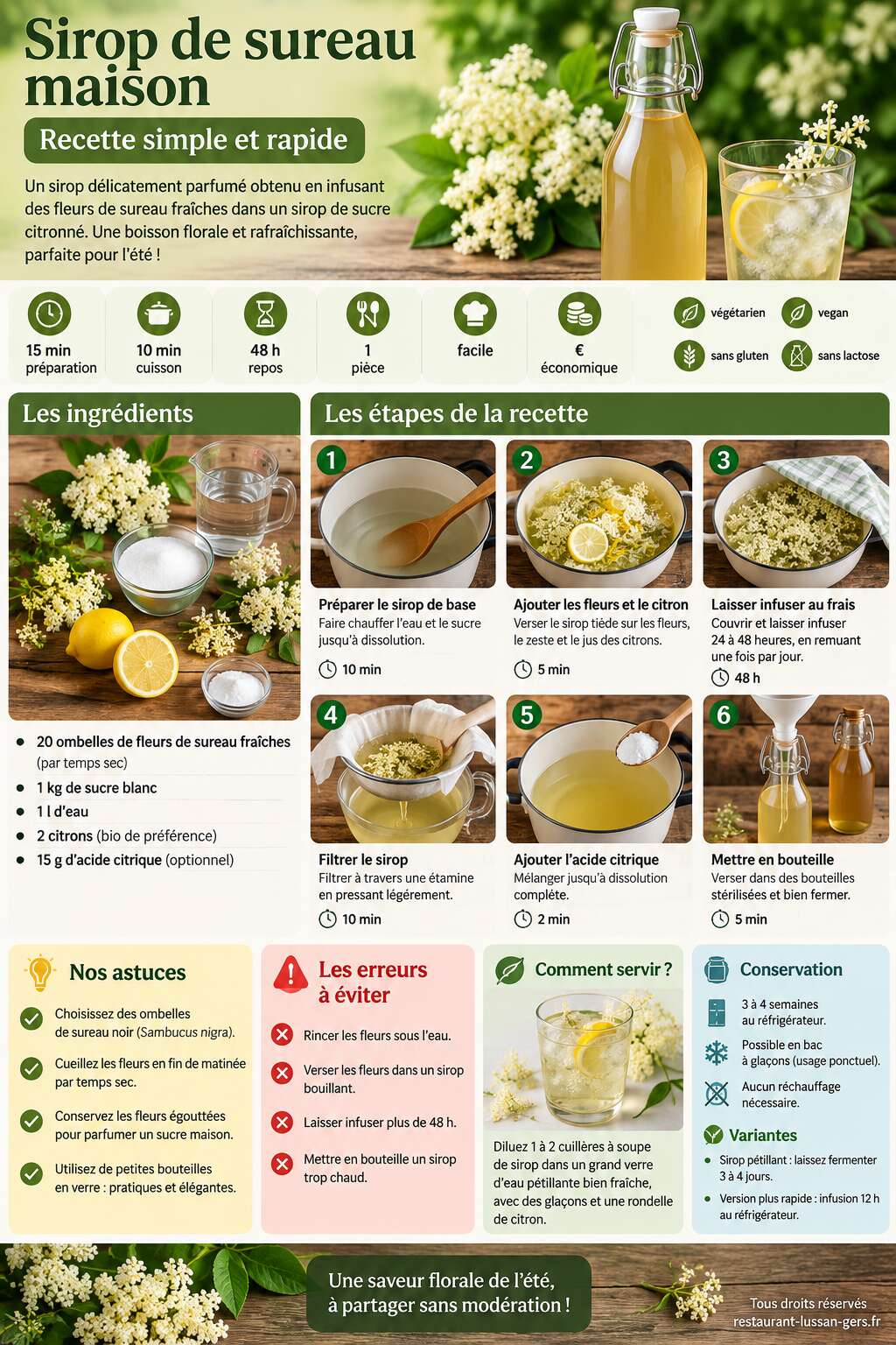 Fiche recette Sirop de sureau maison : recette simple et rapide Fiche recette Sirop de sureau maison : recette simple et rapide