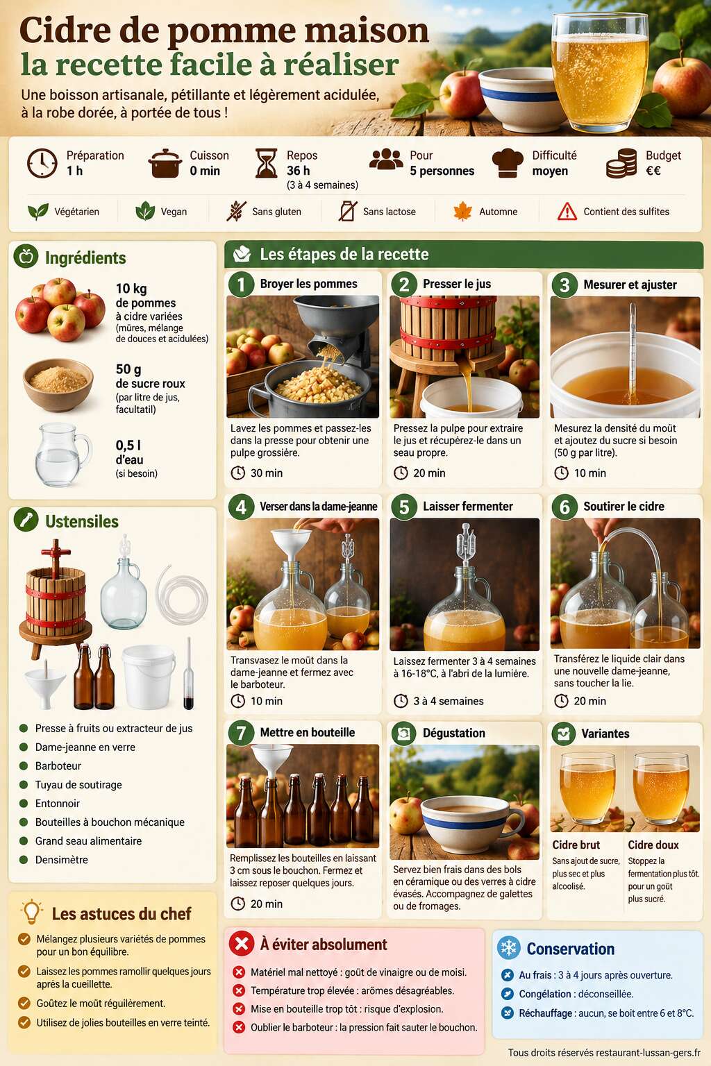 Fiche recette Cidre de pomme maison : la recette facile à réaliser Fiche recette Cidre de pomme maison : la recette facile à réaliser