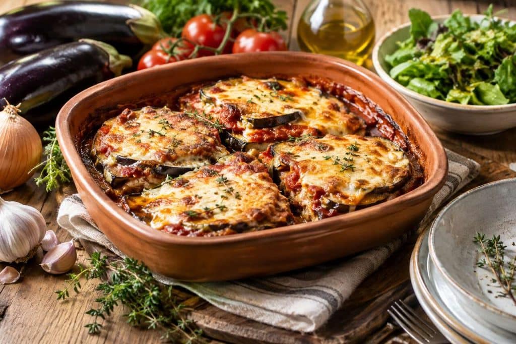 Gratin d'aubergine à la tomme fermière : recette gourmande et fondante