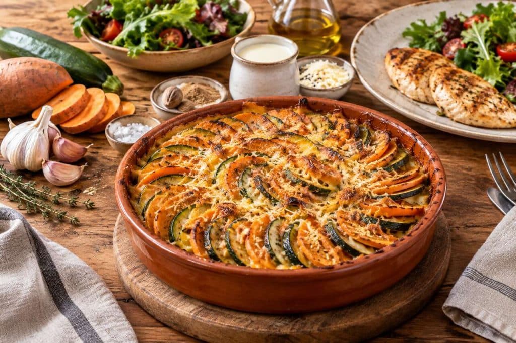 Gratin courgette et patate douce : facile et gourmand
