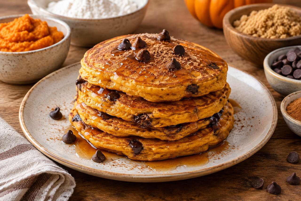 Pancakes à la courge et au chocolat : recette moelleuse et gourmande