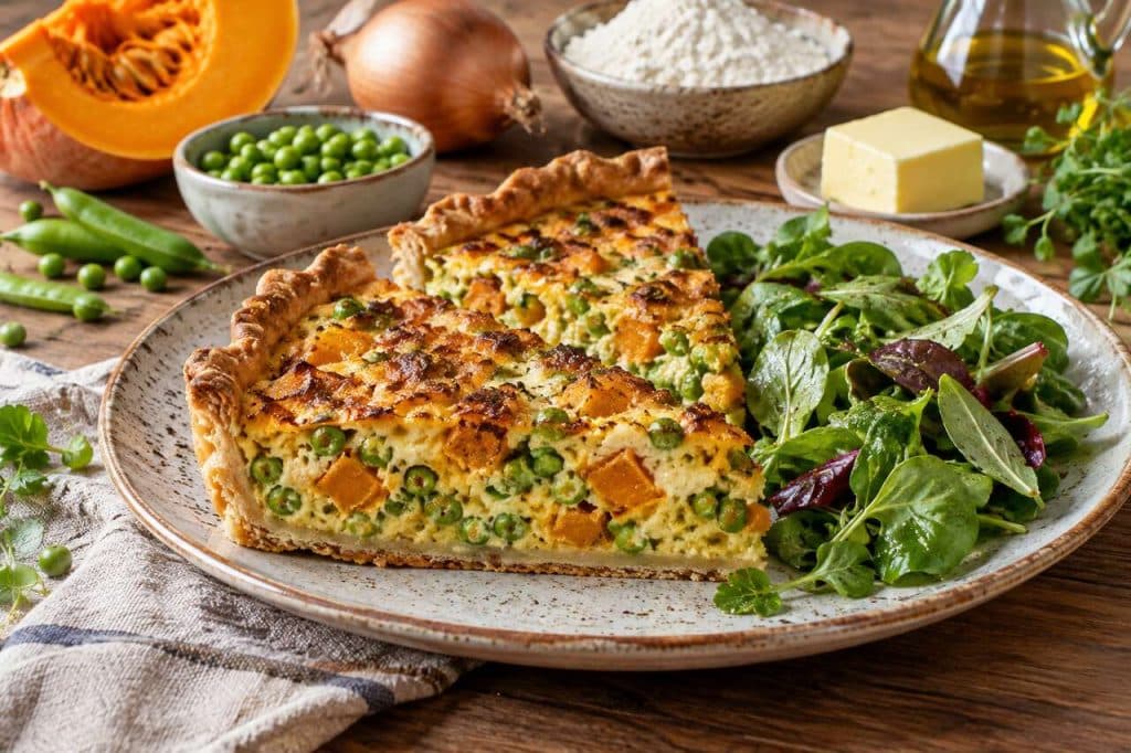 Quiche potiron et petits pois : recette facile et gourmande