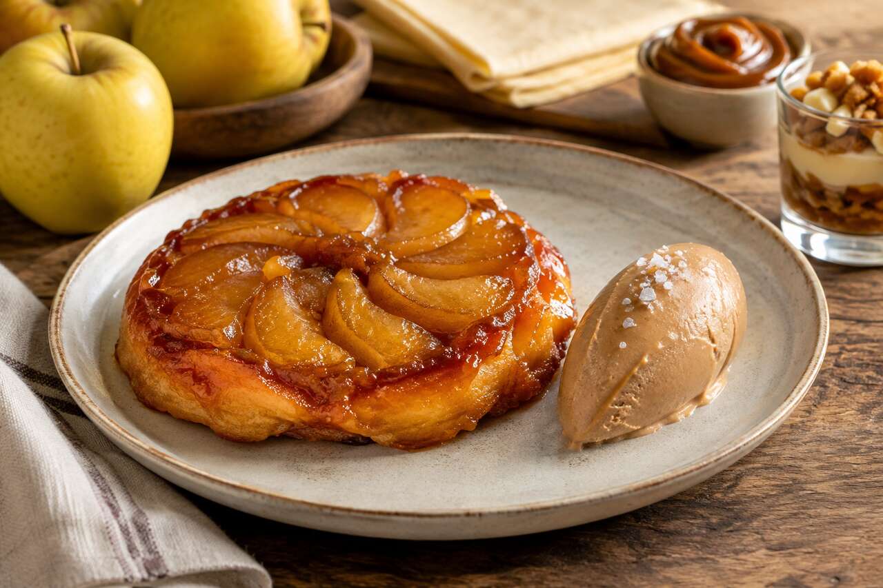 Tatin de pommes à la mousse de dulce de leche