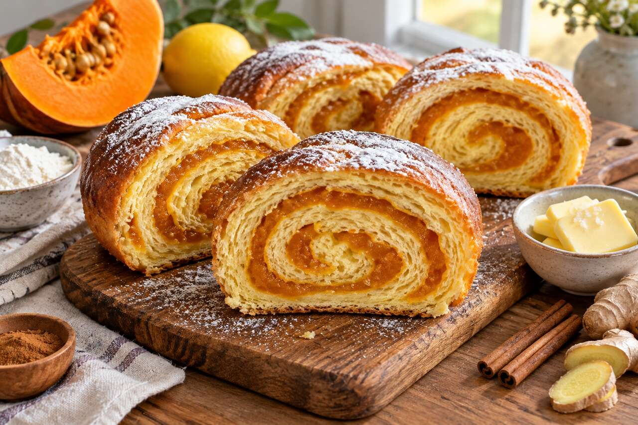 Brioche roulée à la confiture de potimarron