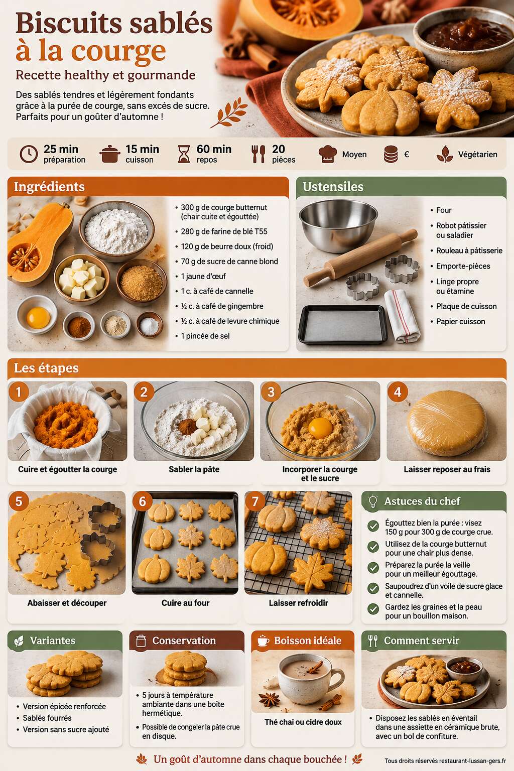 Fiche recette Biscuits sabl&eacute;s &agrave; la courge : recette healthy et gourmande